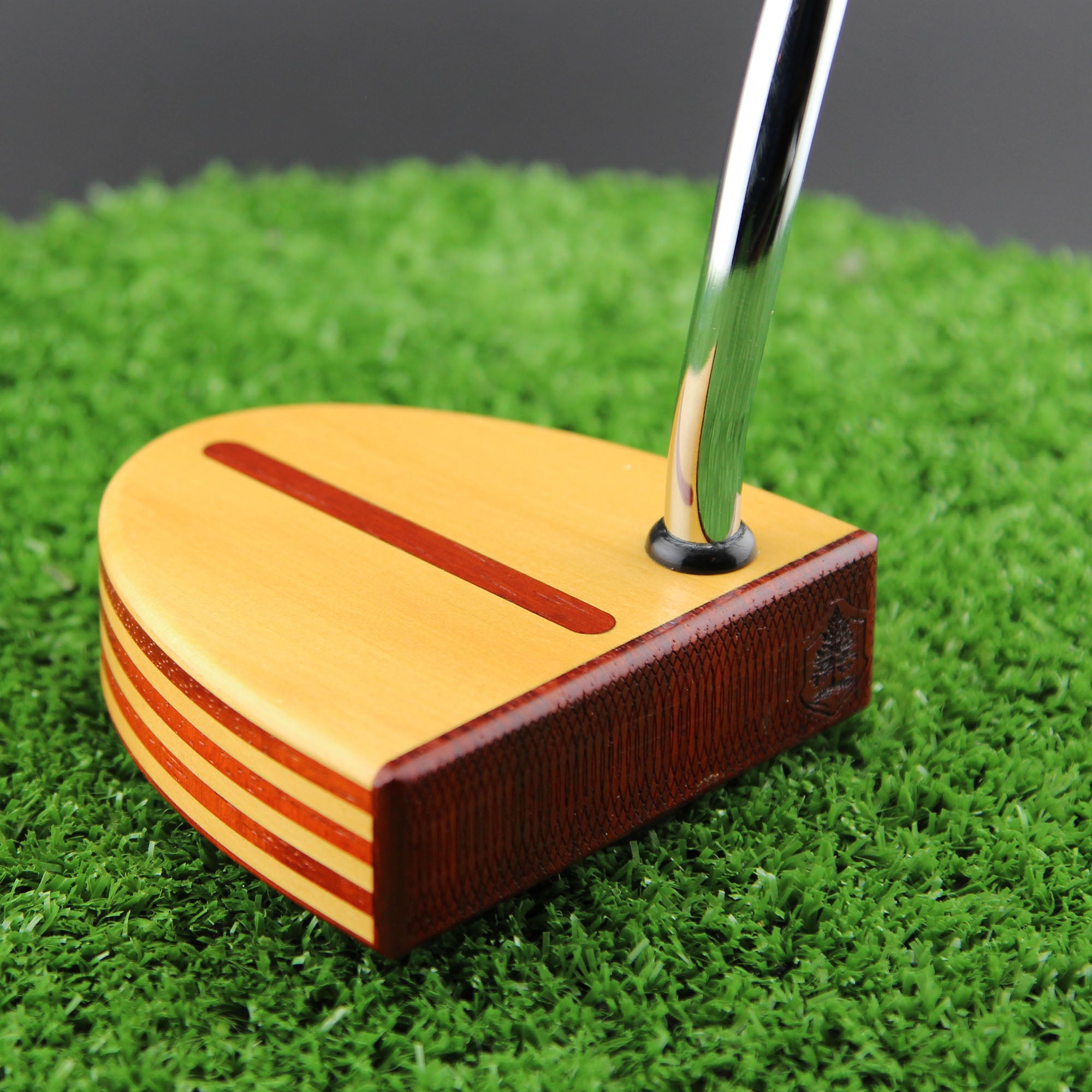Strata Yellowheart and Padauk layered Woodford putter from TimberTouch Putterworks