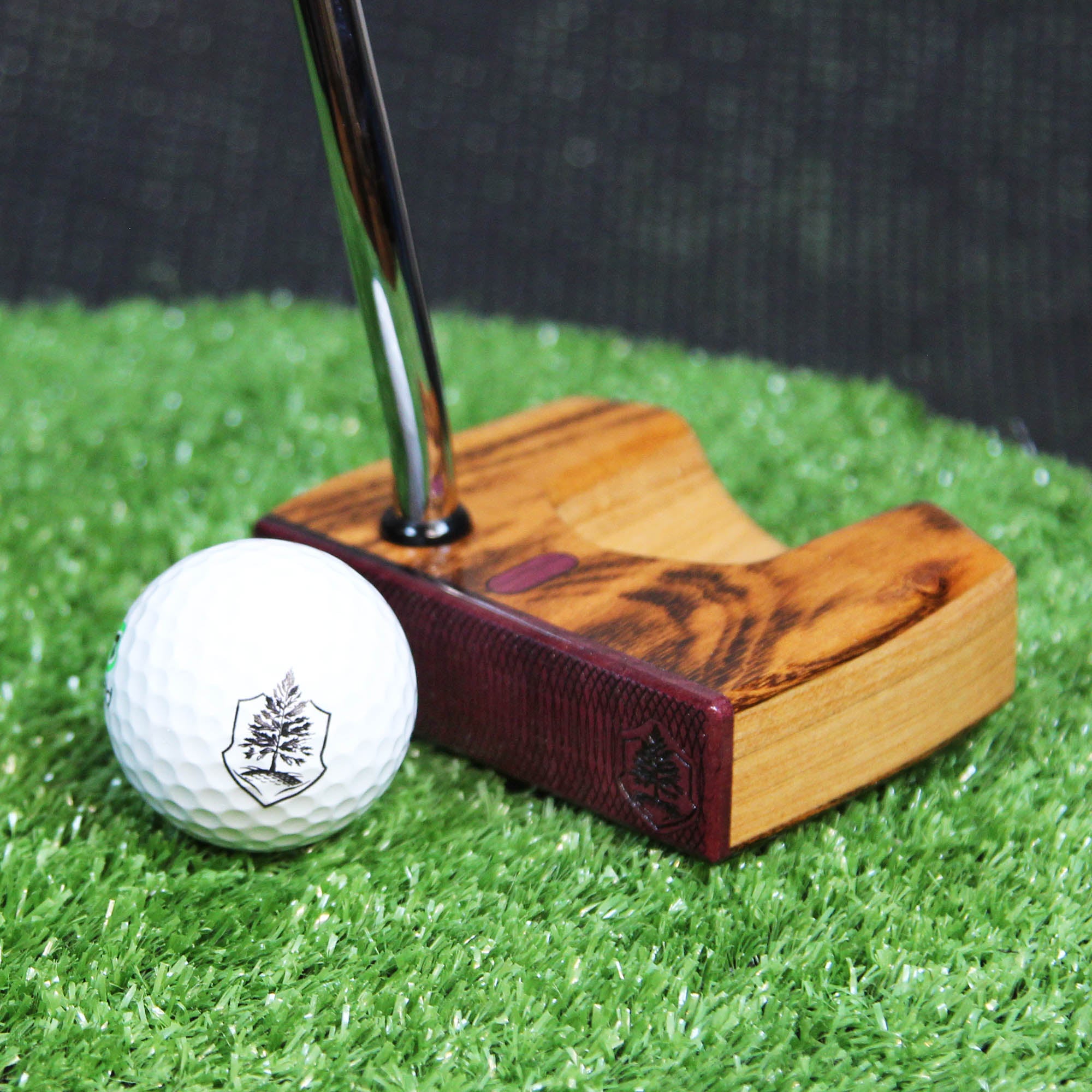 Tigerwood LEFTY putter with Purpleheart inlay exotic wood putter