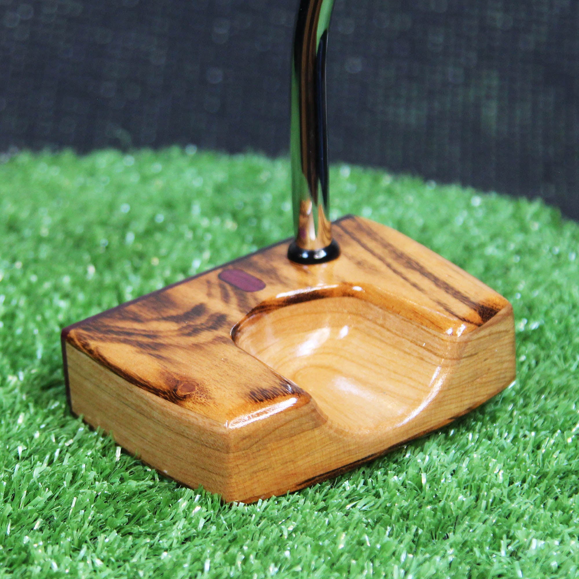 Tigerwood LEFTY putter with Purpleheart inlay exotic wood putter