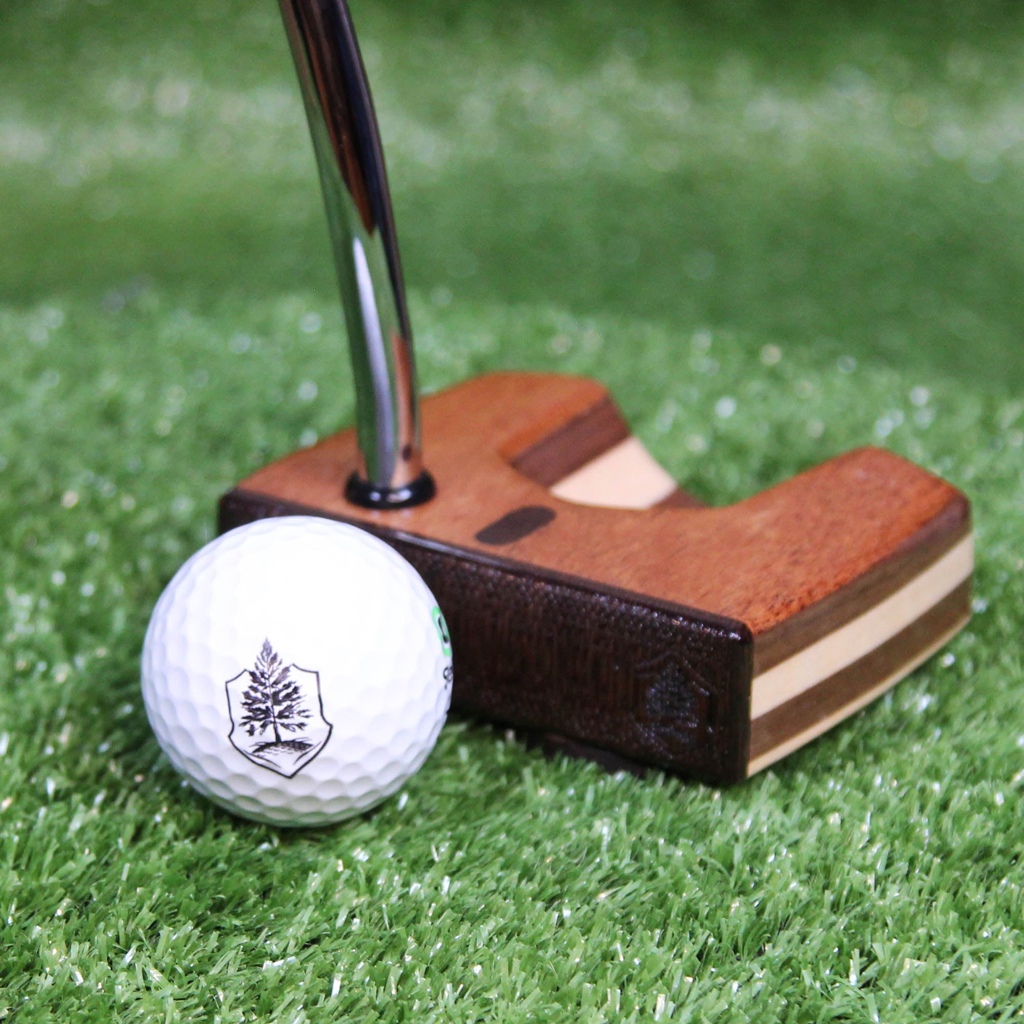 Black Limba exotic wood LEFTY putter with walnut and oak wood