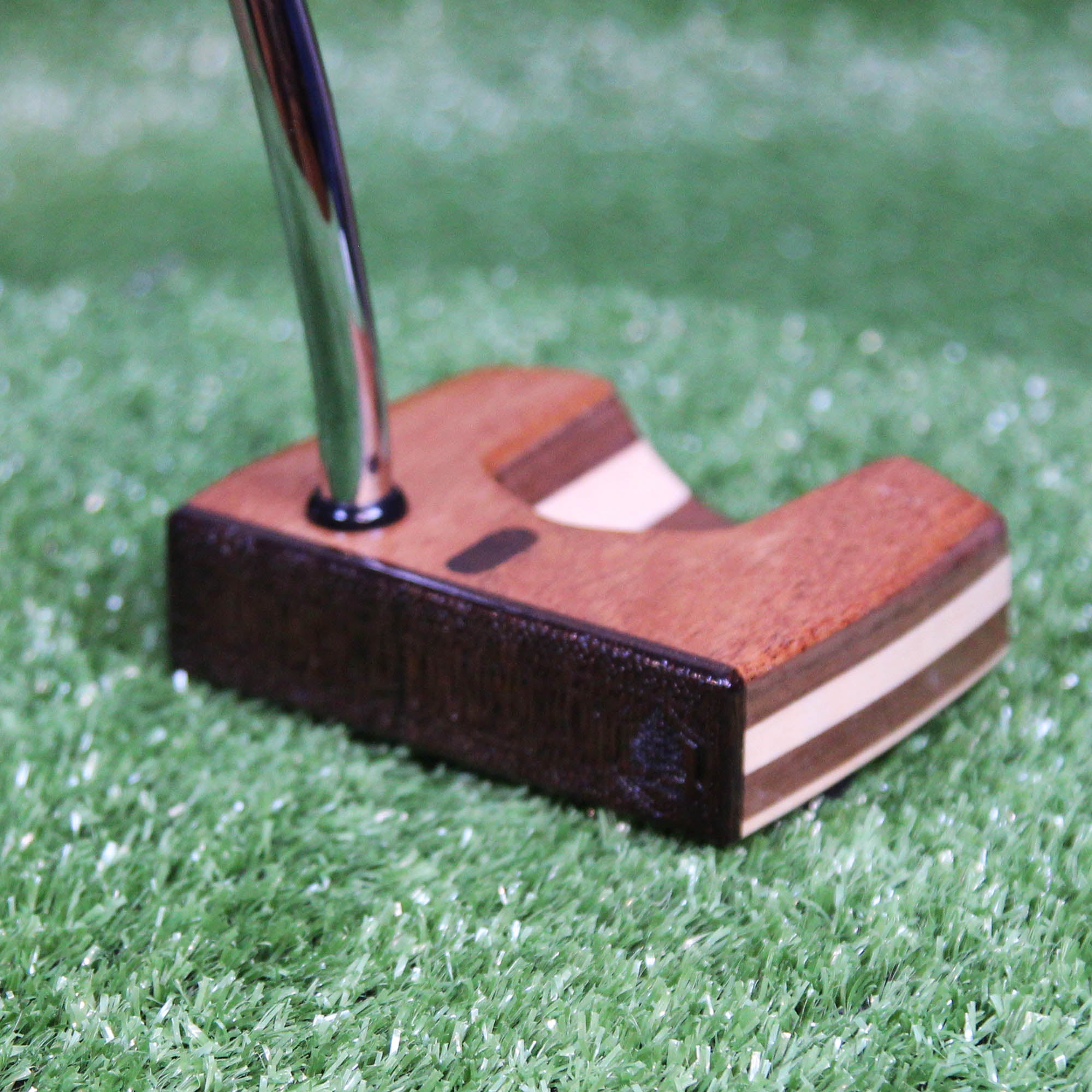 Black Limba exotic wood LEFTY putter with walnut and oak wood
