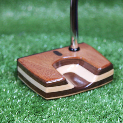 Black Limba exotic wood LEFTY putter with walnut and oak wood