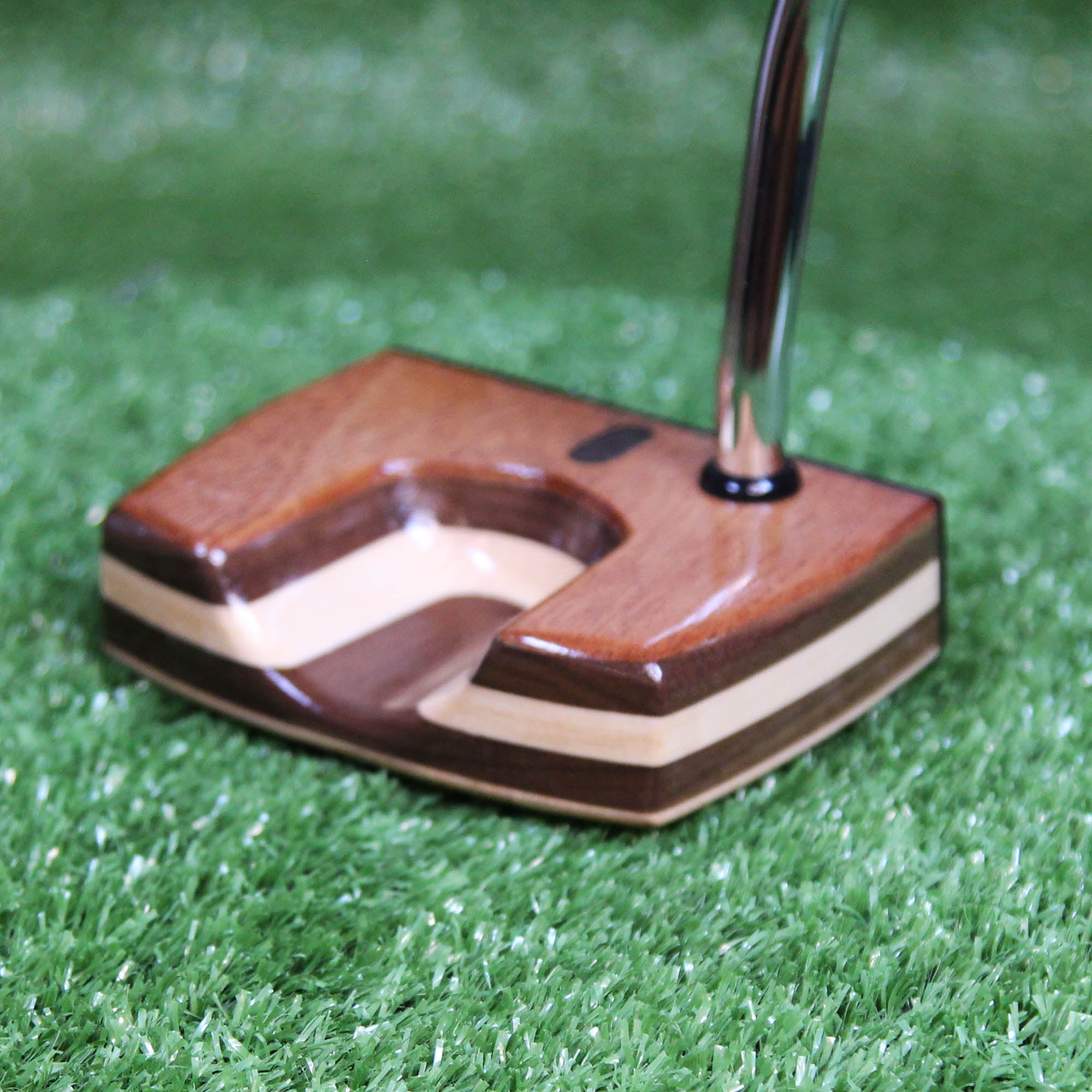 Black Limba exotic wood LEFTY putter with walnut and oak wood