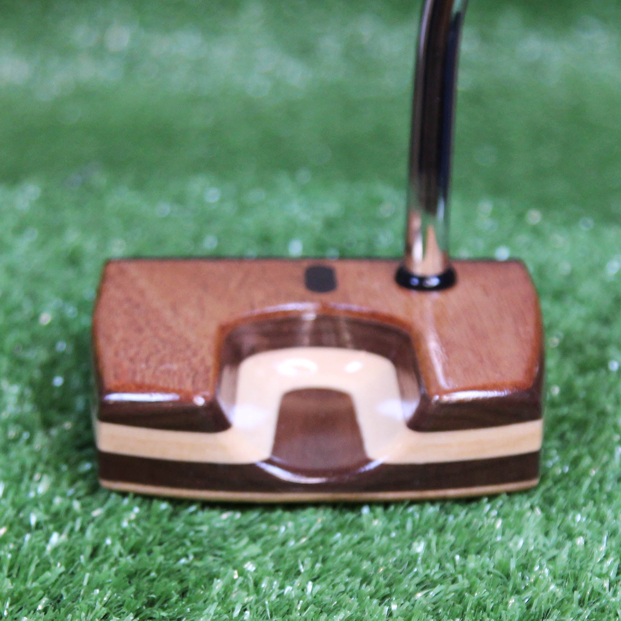 Black Limba exotic wood LEFTY putter with walnut and oak wood