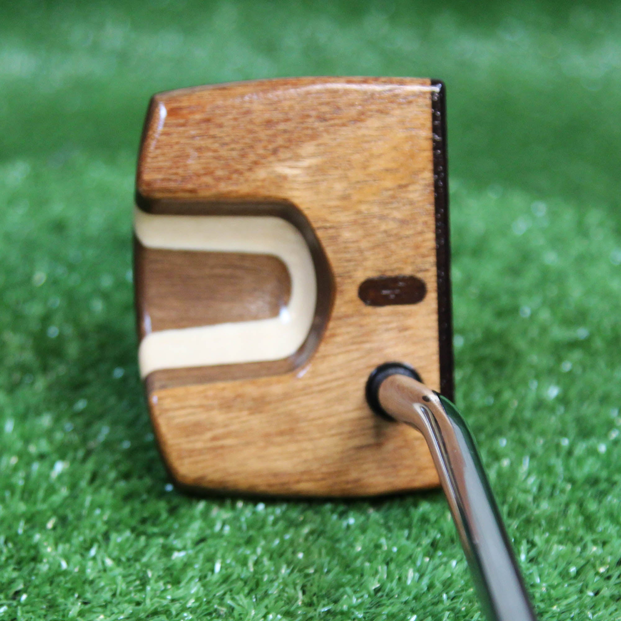 Black Limba exotic wood LEFTY putter with walnut and oak wood