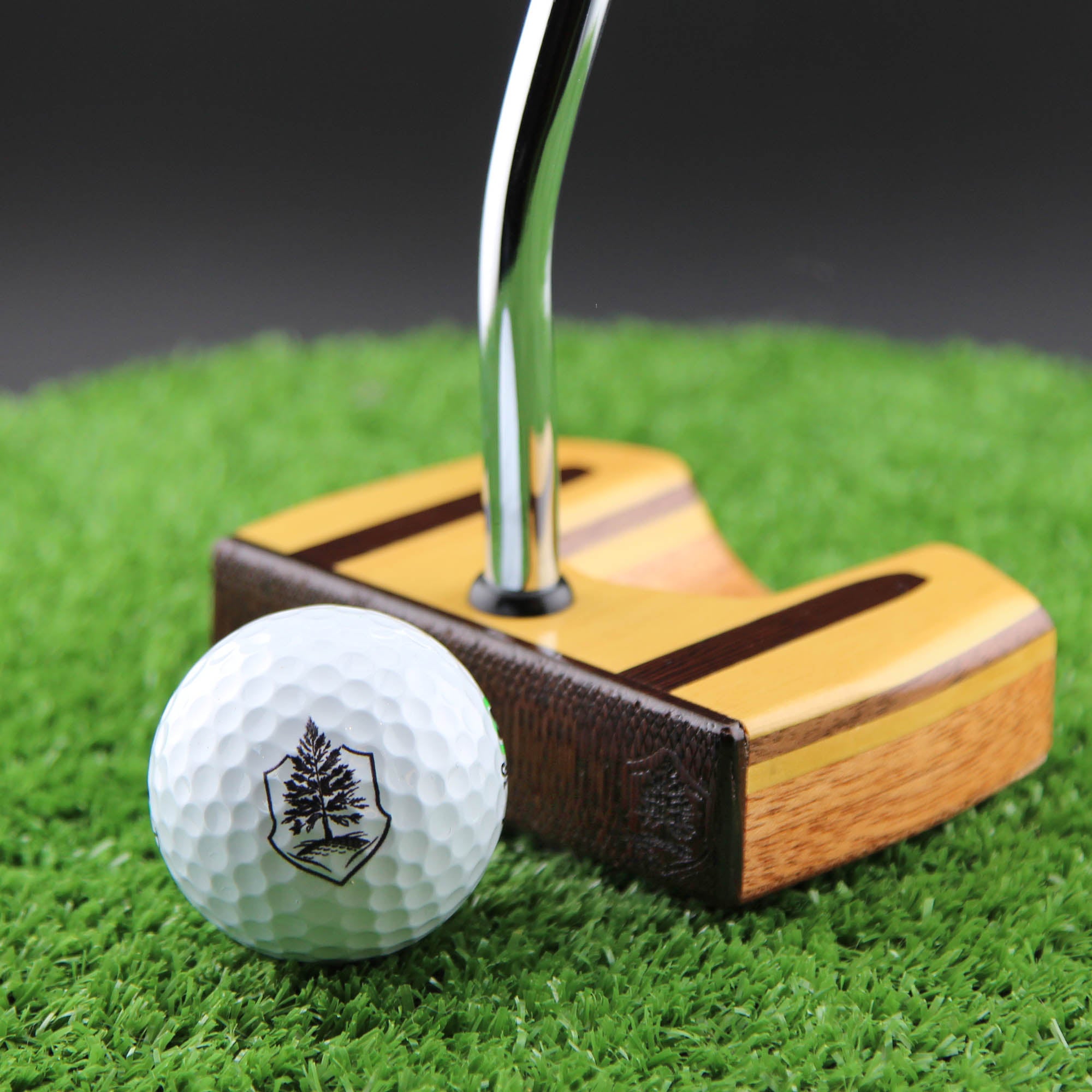 TimberTouch Woodrich wood putter with Yellowheart center shaft zero torque