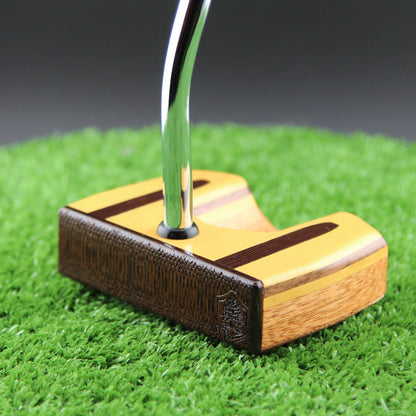 TimberTouch Woodrich wood putter with Yellowheart center shaft zero torque