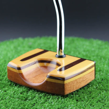 TimberTouch Woodrich wood putter with Yellowheart center shaft zero torque