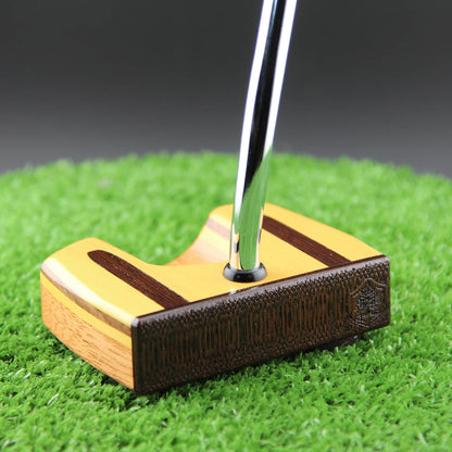 TimberTouch Woodrich wood putter with Yellowheart center shaft zero torque