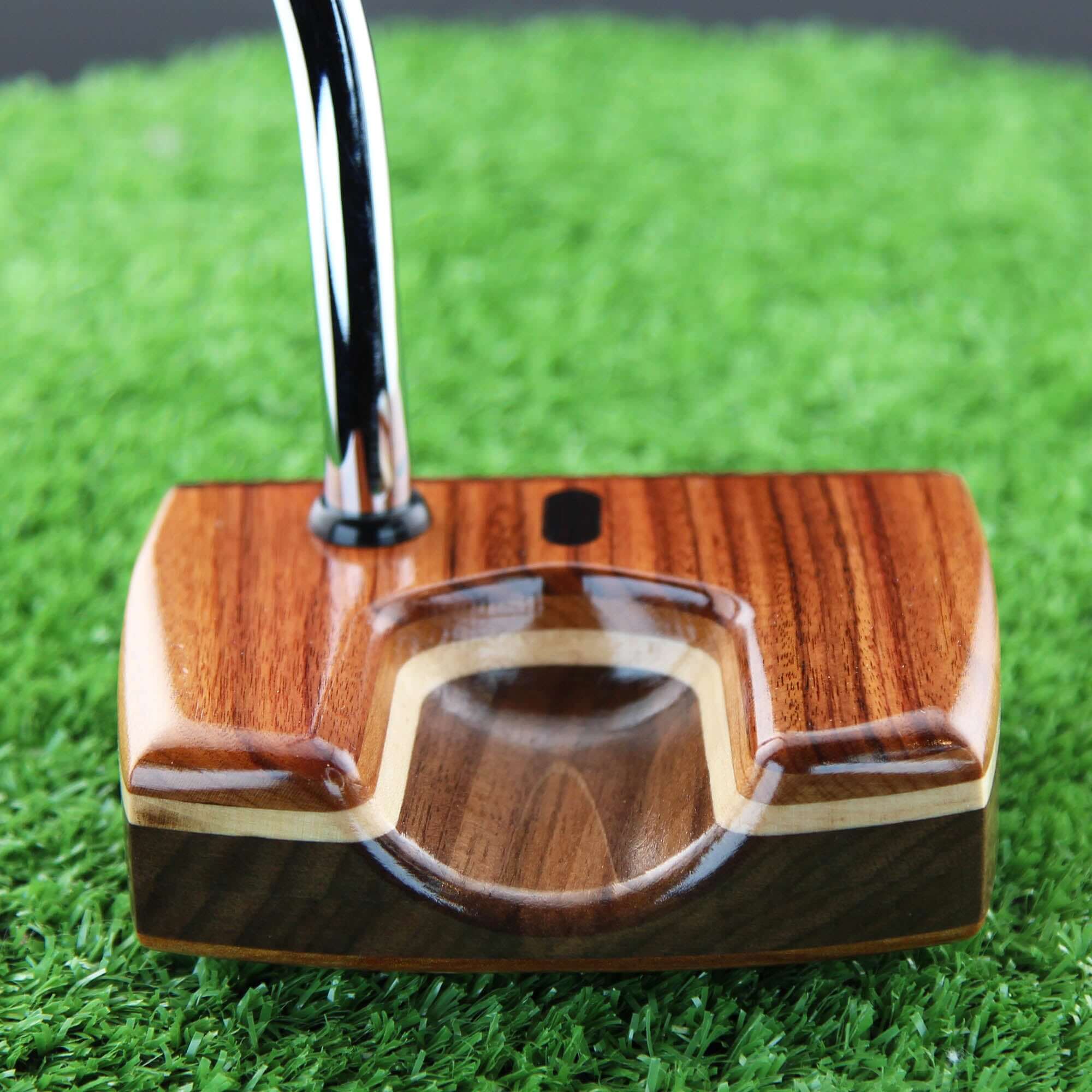Rosewood Exotic Wood Putter with walnut and Canarywood base