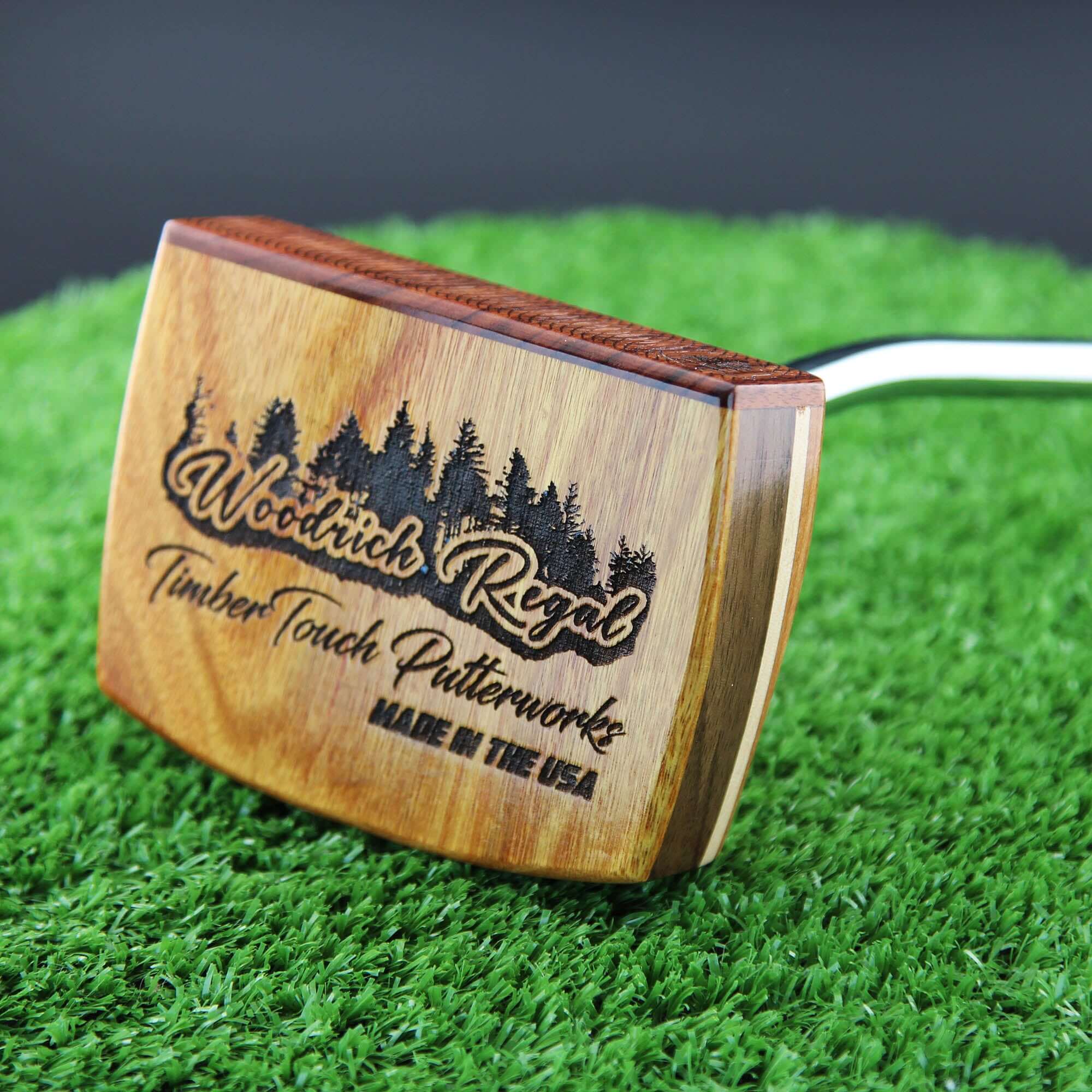 Rosewood Exotic Wood Putter with walnut and Canarywood base