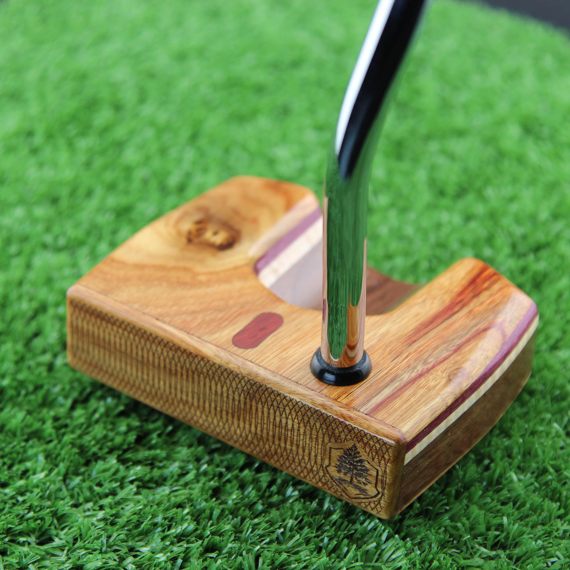 One of a Kind Canarywood Exotic Wood Putter with top Knot and Inlay