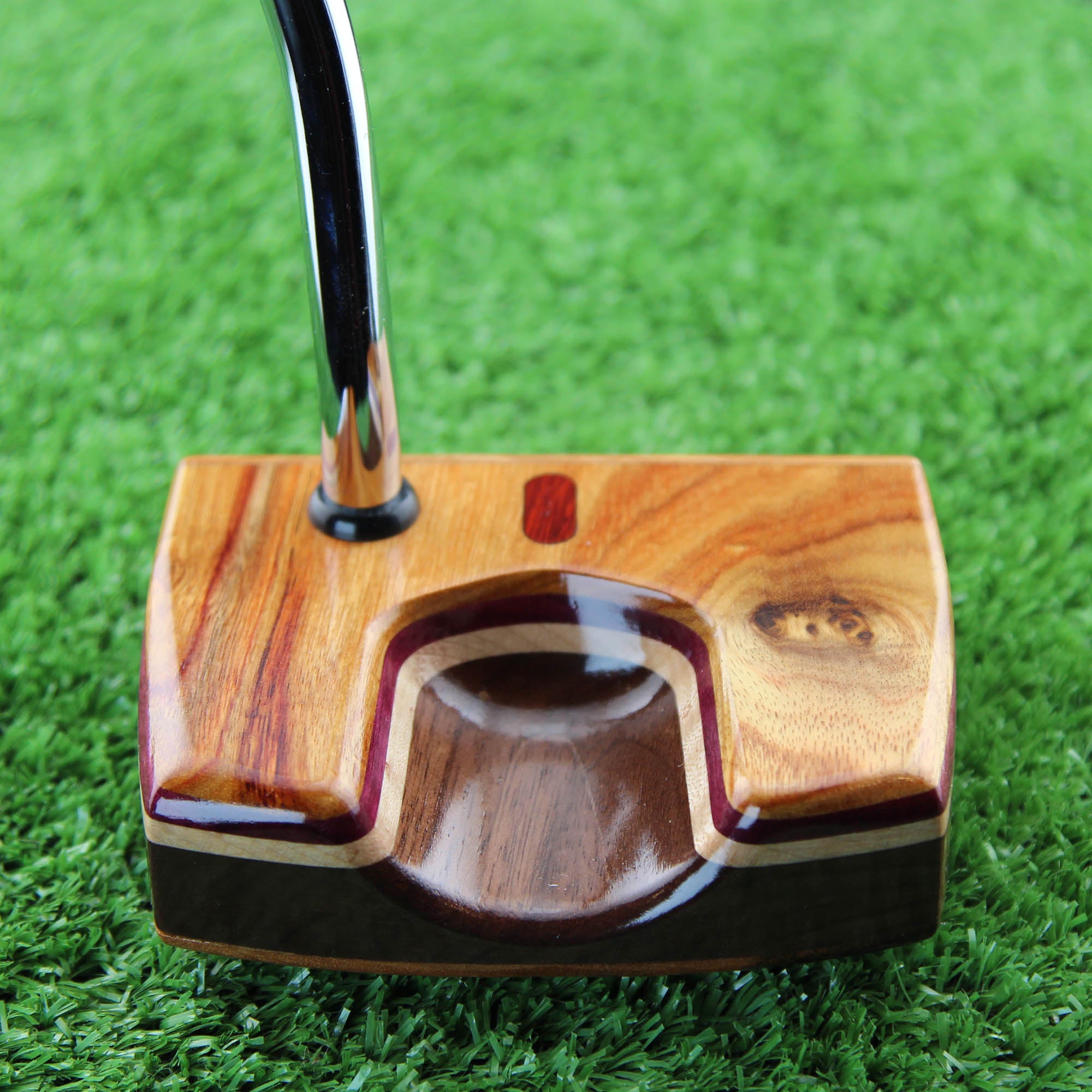 One of a Kind Canarywood Exotic Wood Putter with top Knot and Inlay