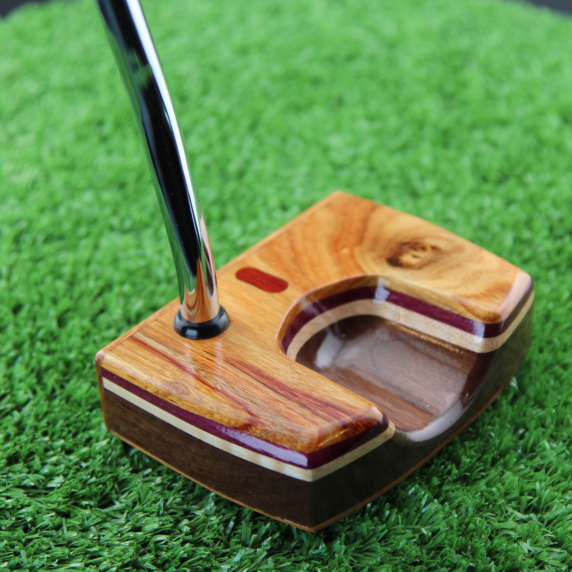 One of a Kind Canarywood Exotic Wood Putter with top Knot and Inlay