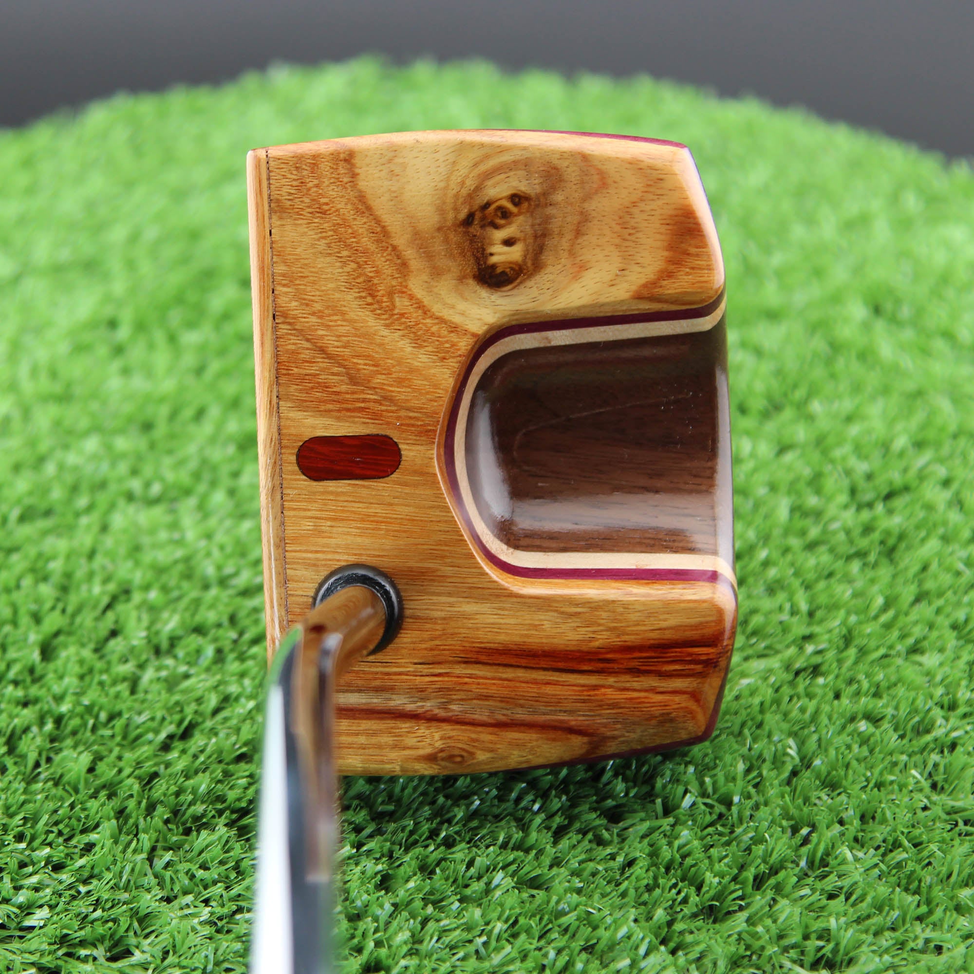 One of a Kind Canarywood Exotic Wood Putter with top Knot and Inlay