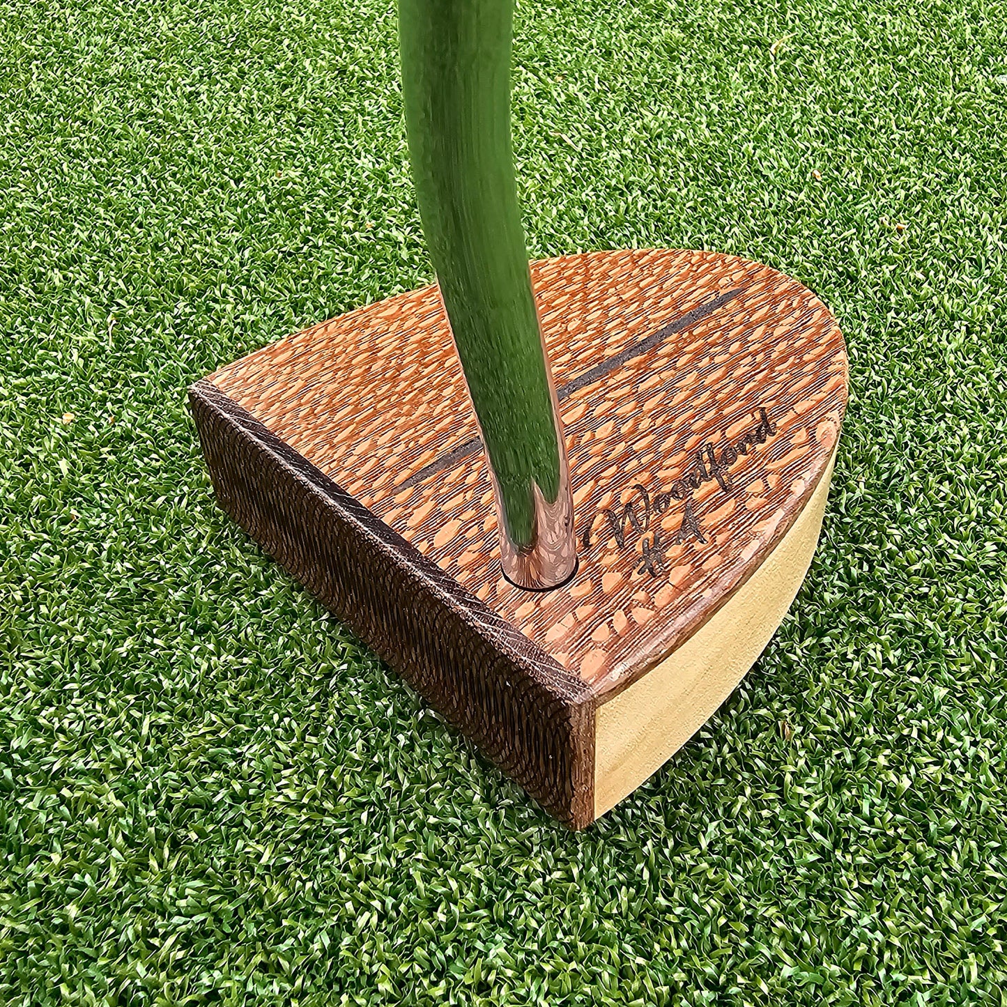 Curly Maple Body putter with Lacewood top and face plate