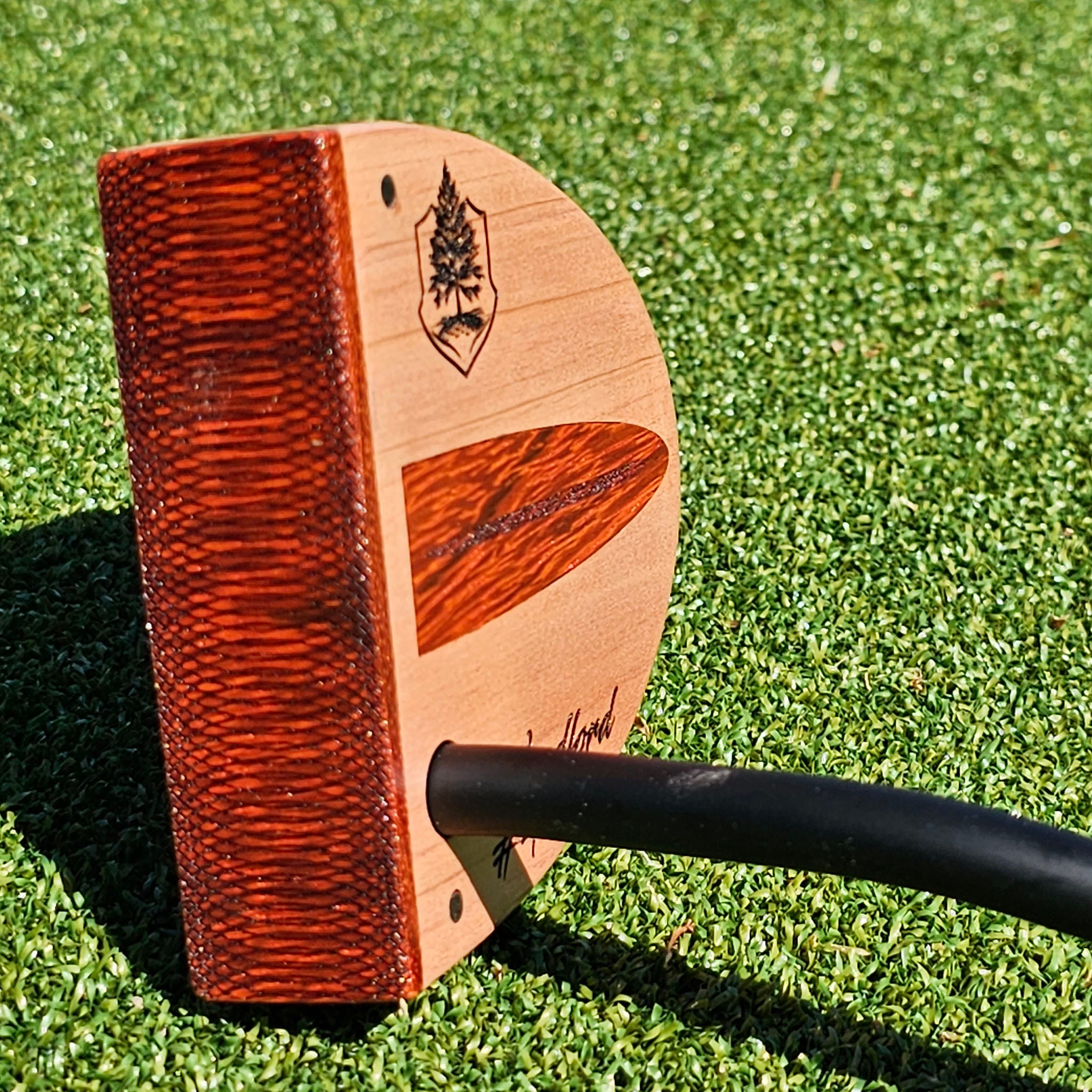 Red Cedar Body putter with Padauk wood inlay and Padauk Face plate