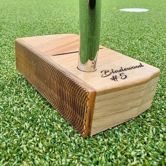 Canary wood top and faceplate putter with Hard Oak Body