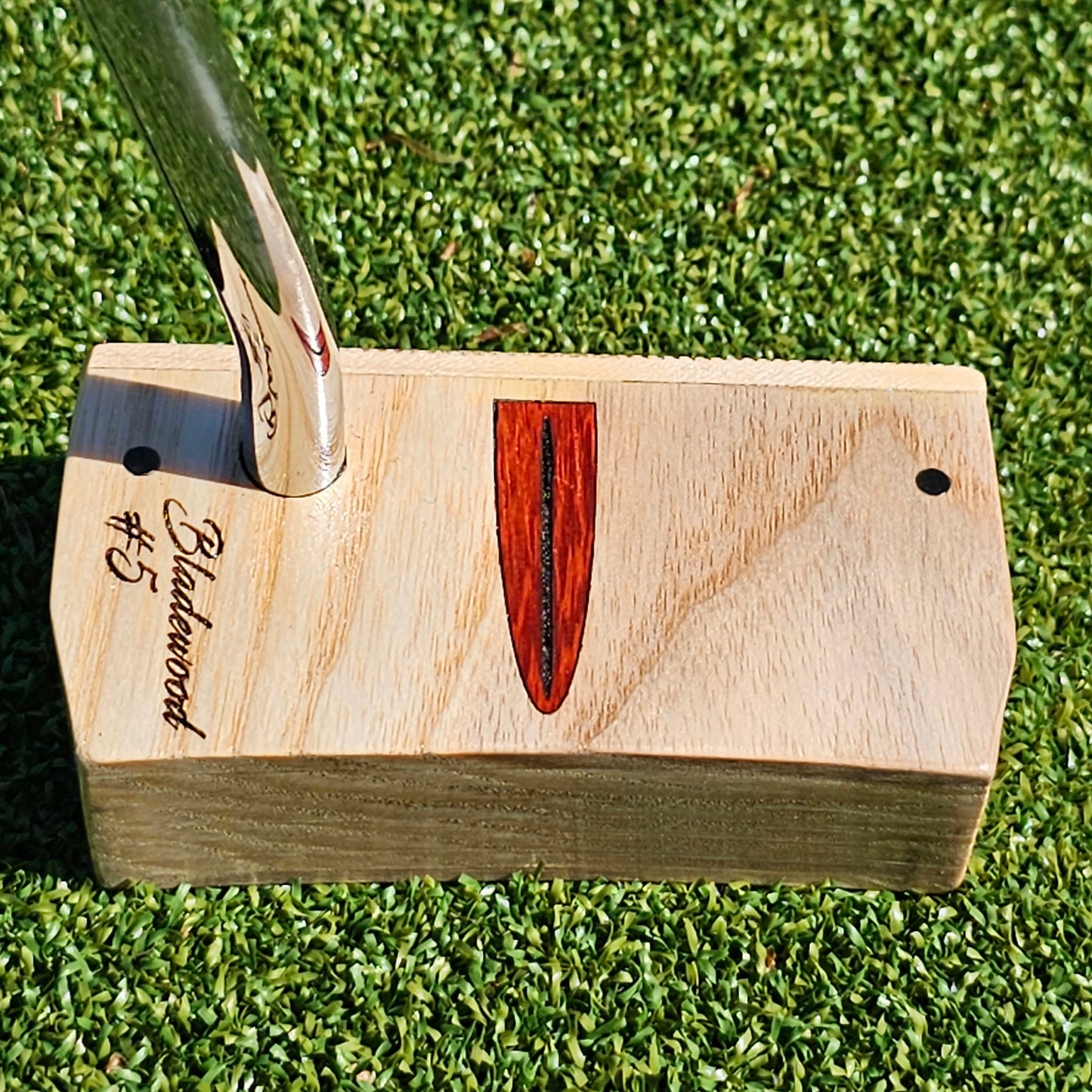 Red Oak body and face plate putter with Padauk inlay