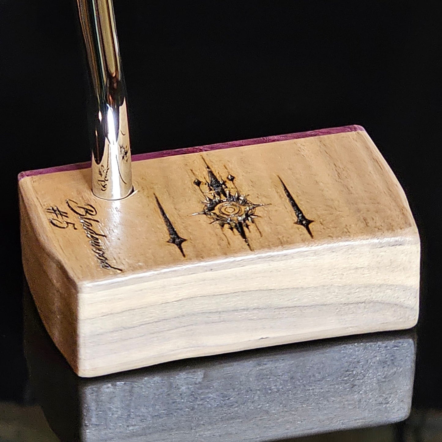 Walnut wood body putter with Purpleheart face