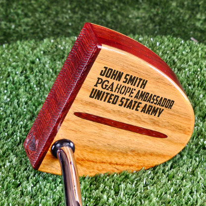 PGA HOPE Ambassador Woodford Putter – Custom Engraved Canarywood and Padauk wood