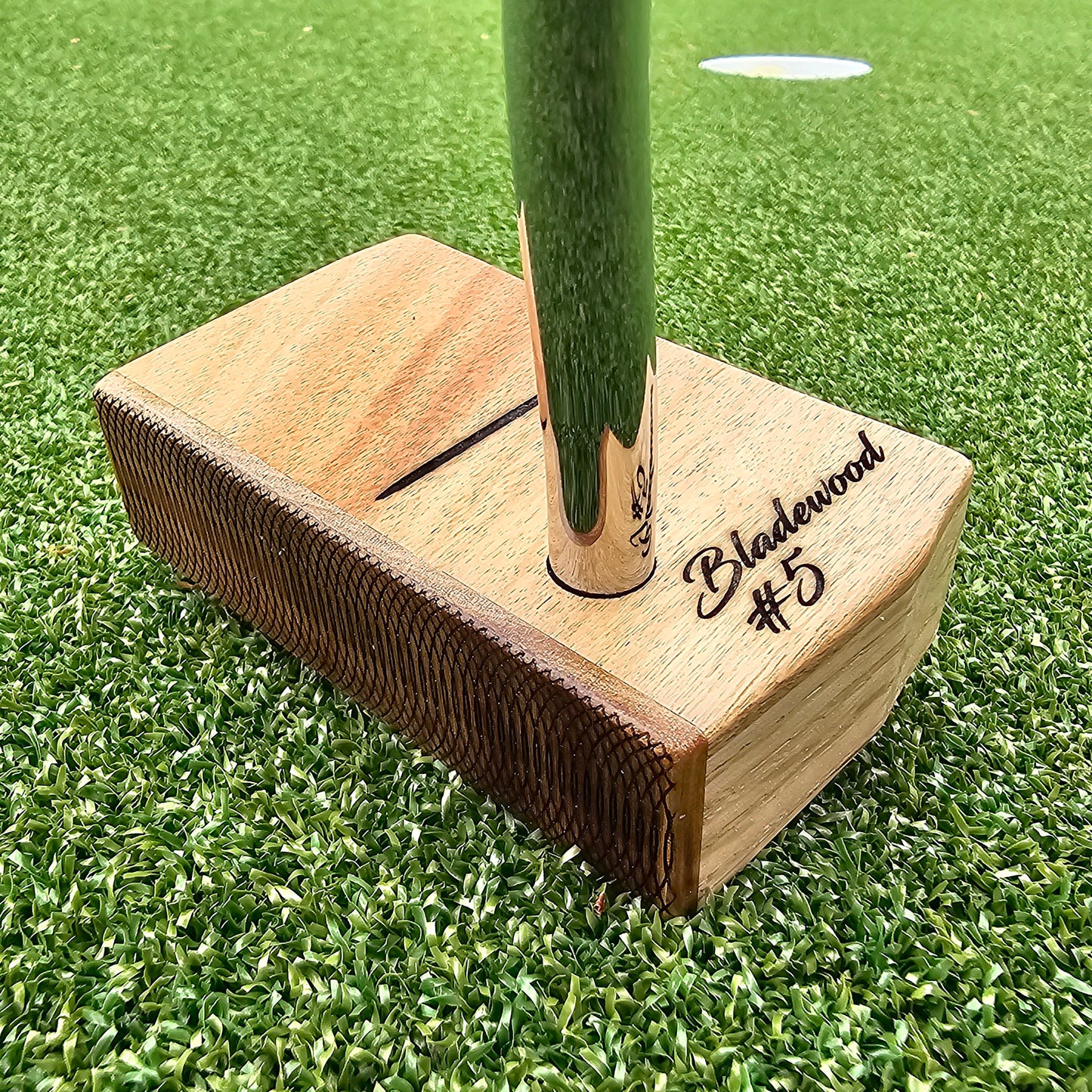 Canary wood top and faceplate putter with Hard Oak Body