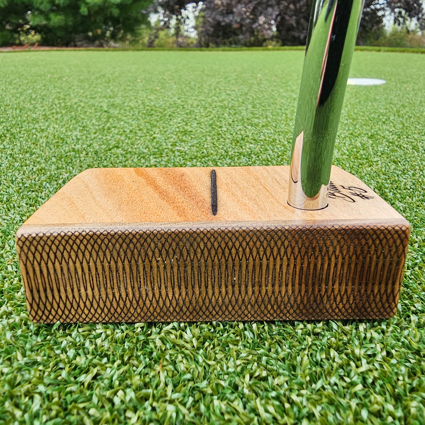 Canary wood top and faceplate putter with Hard Oak Body