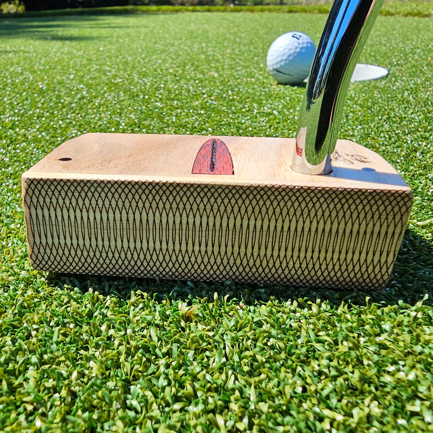 Red Oak body and face plate putter with Padauk inlay