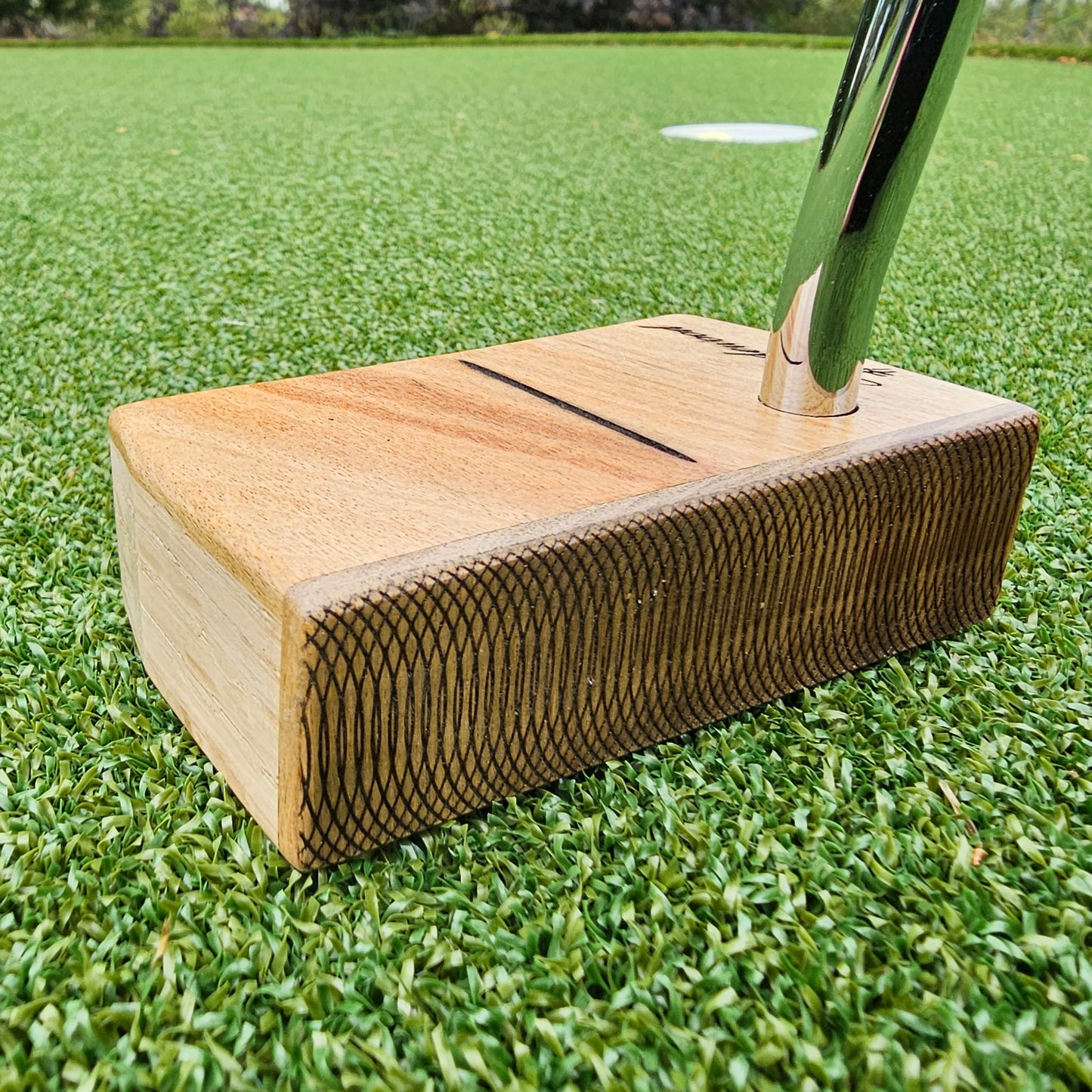 Canary wood top and faceplate putter with Hard Oak Body