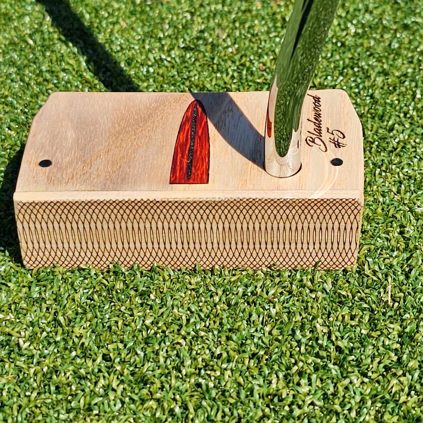 Red Oak body and face plate putter with Padauk inlay