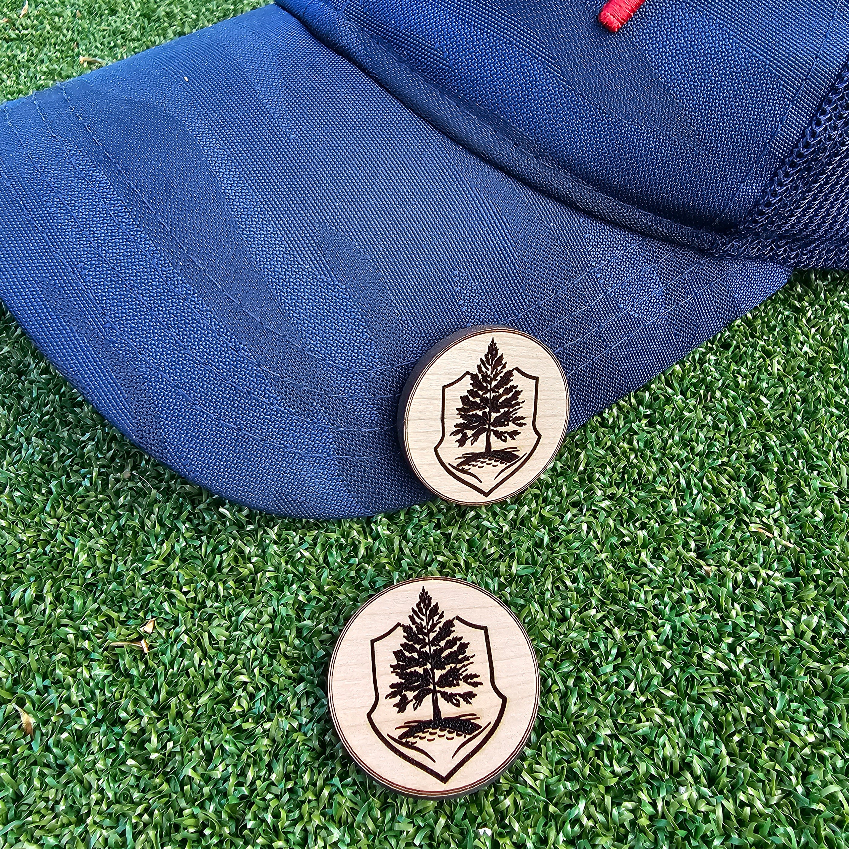 Laser etched ball markers (2 pack) with TimberTouch logo