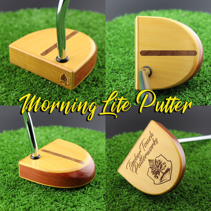 MorningLite Yellowheart exotic wood putter with Walnut body and inlay