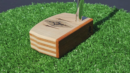 Osage Orange wood Red Oak and Mahogany putter with decorative inlay