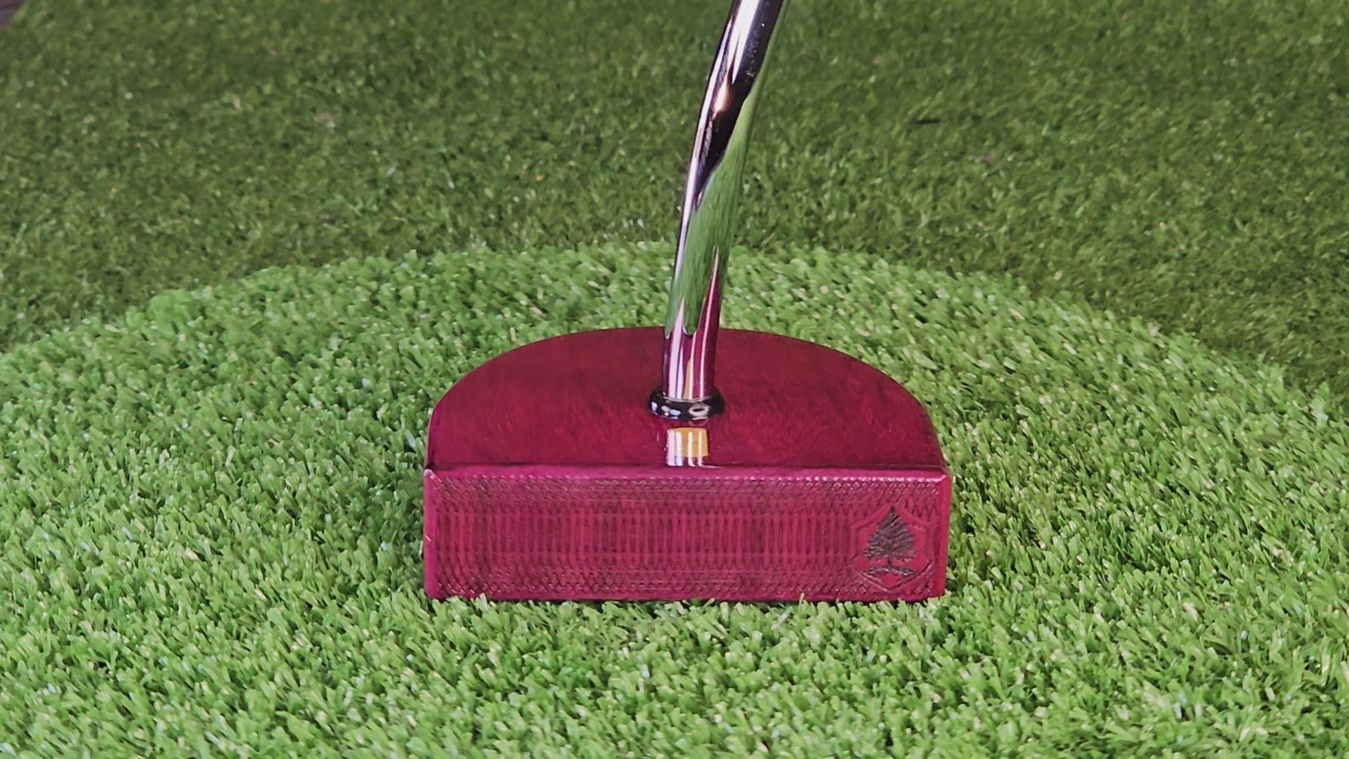 Purpleheart exotic wood putter Zero Torque style with center shaft