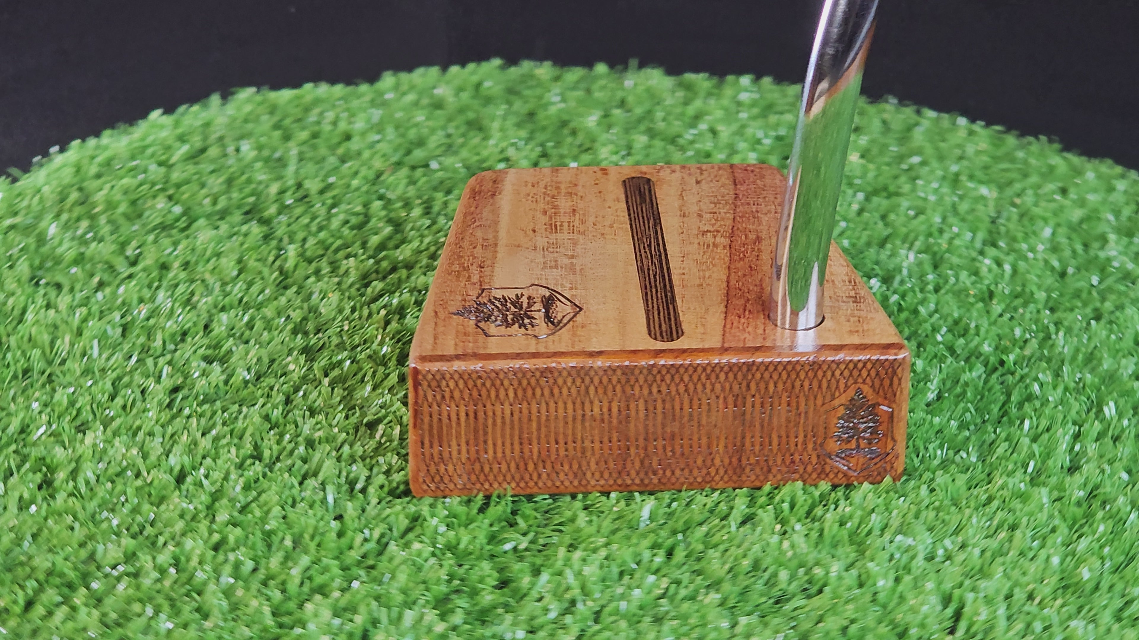 Bubinga faceplate and top bottom Timberwolf style wood putter layered body