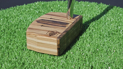 Zebrawood wood putter with Hard Maple, Red Oak and Butternut layered body