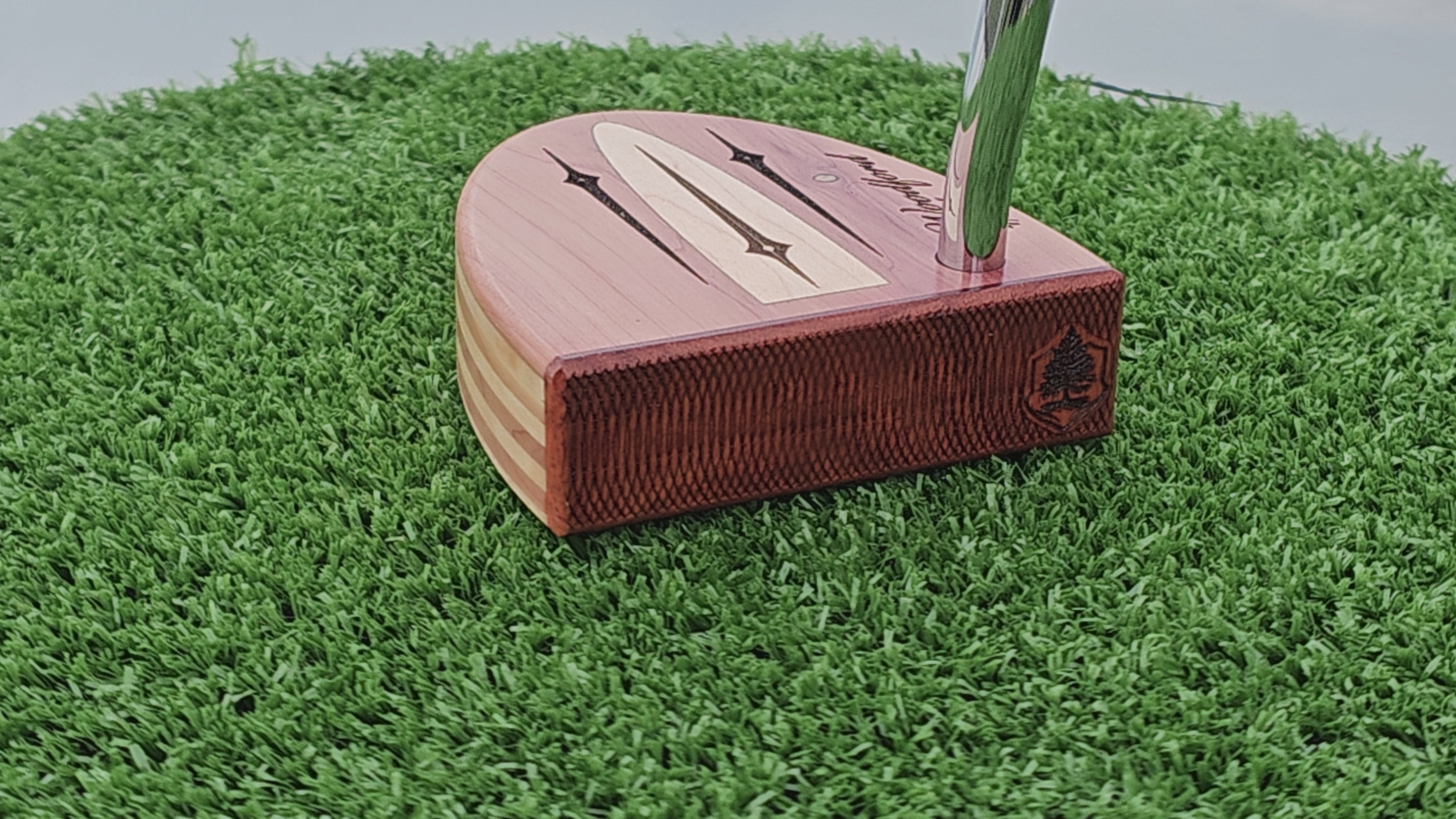 Red Cedar and Hard Maple wood putter with wood plied body and Padauk face