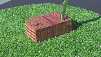 Bubinga exotic wood putter with purpleheart and canarywood body