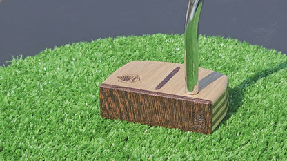 White Limba exotic wood putter with Wenge inlay and layered exotic wood body