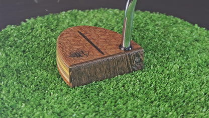 Lacewood exotic wood putter with Wenge wood face and various exotic wood layers