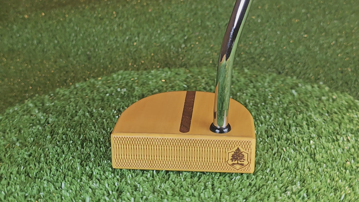 MorningLite Yellowheart exotic wood putter with Walnut body and inlay
