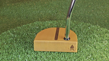 MorningLite Yellowheart exotic wood putter with Walnut body and inlay