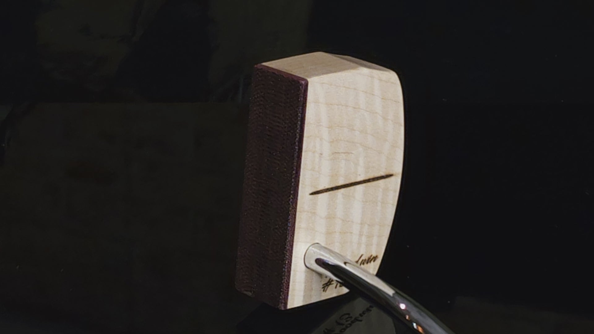 Maple Body, curly maple top putter with Purpleheart Face plate