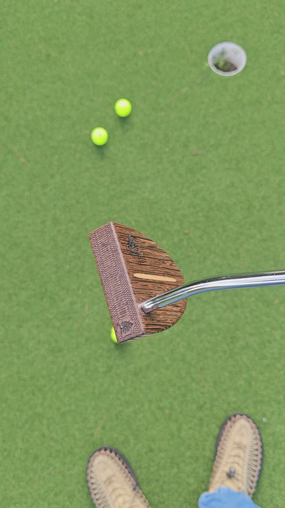 Wenge exotic wood putter with Oak layers and inlay top