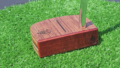 Padauk and Babinga wood putter with many layered exotic wood body