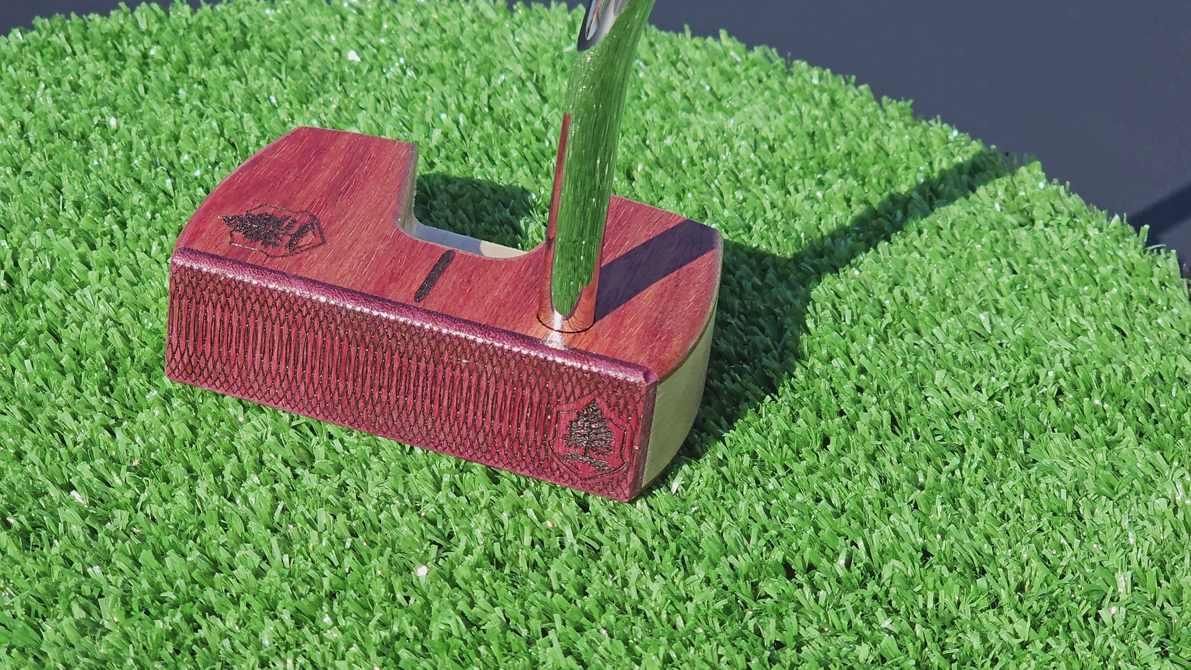 Bloodwood Maple and Purpleheart face Woodrich Regal wood putter