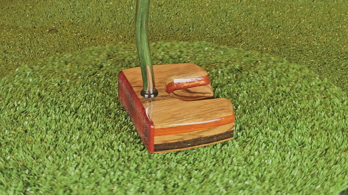 Korina Putter White Limba and Padauk zero torque center shaft Woodrich Regal Putter