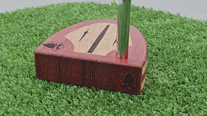 Padauk wood and Hard Maple wood putter with wood plied body and Black Limba inlay