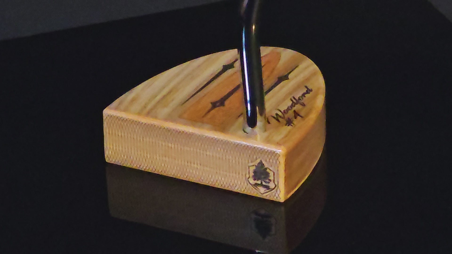 Teak and Walnut putter with Chakte Viga inlay and faceplate