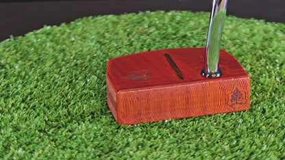 Padauk wood putter with red cedar body and Wenge inlay